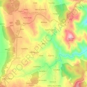 Mapa topográfico Mata, altitude, relevo