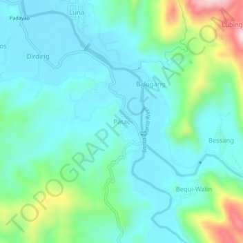 Mapa topográfico Patac, altitude, relevo