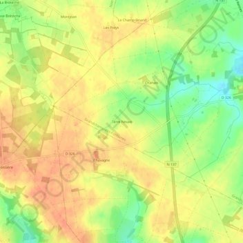 Mapa topográfico Terre Neuve, altitude, relevo