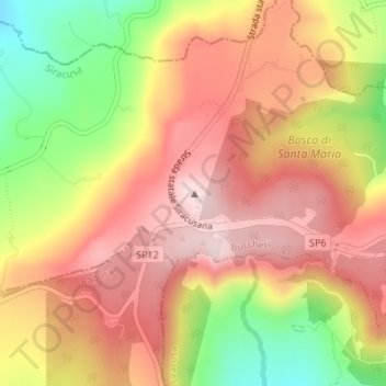 Mapa topográfico Monte Lauro, altitude, relevo