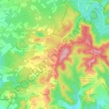 Mapa topográfico Clariana, altitude, relevo