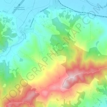 Mapa topográfico Comunaglia, altitude, relevo