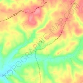 Mapa topográfico Wrigley, altitude, relevo