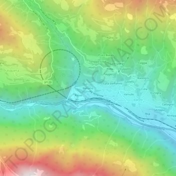 Mapa topográfico Bertonio, altitude, relevo