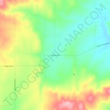 Mapa topográfico Greencreek, altitude, relevo