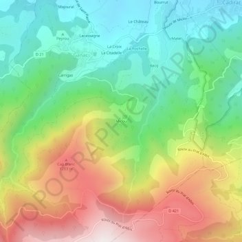 Mapa topográfico Micou, altitude, relevo