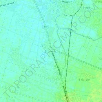 Mapa topográfico Bulakrejo, altitude, relevo