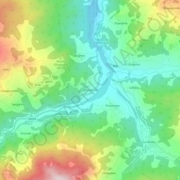 Mapa topográfico Bosconure, altitude, relevo