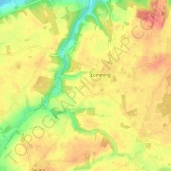 Mapa topográfico Lemming Vesterby, altitude, relevo