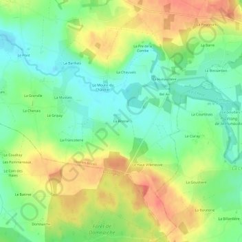 Mapa topográfico La Brosse, altitude, relevo