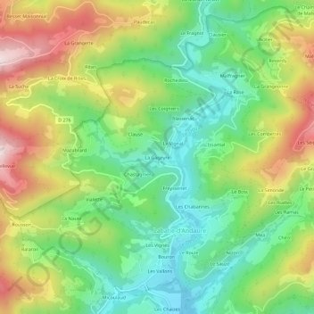Mapa topográfico La Gageyre, altitude, relevo