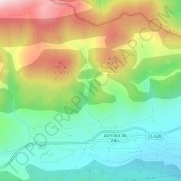 Mapa topográfico La Cabrera, altitude, relevo