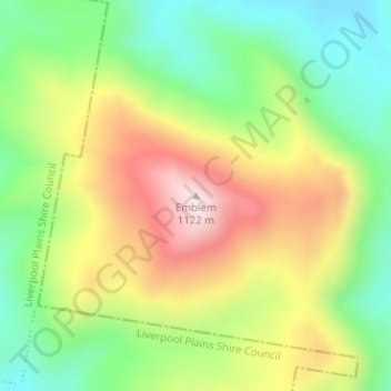 Mapa topográfico Emblem, altitude, relevo