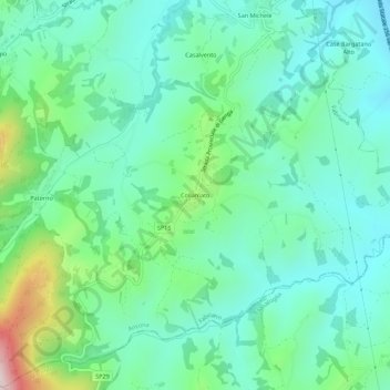 Mapa topográfico Collamato, altitude, relevo