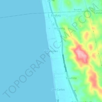 Mapa topográfico Wenceslao, altitude, relevo