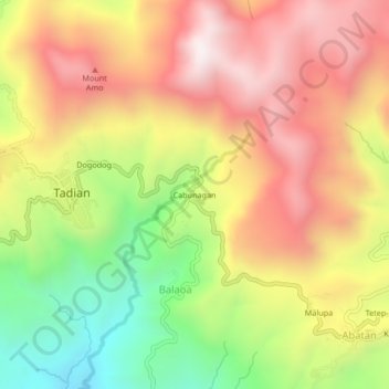 Mapa topográfico Cabunagan, altitude, relevo
