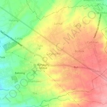 Mapa topográfico Carasuche, altitude, relevo