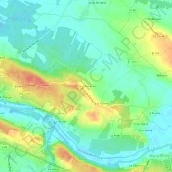 Mapa topográfico Chez Champion, altitude, relevo