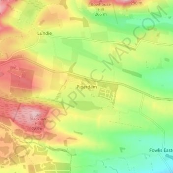 Mapa topográfico Piperdam, altitude, relevo