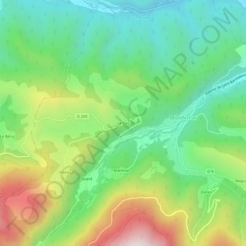 Mapa topográfico Le Sau, altitude, relevo
