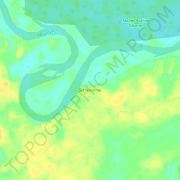 Mapa topográfico Sol Naciente, altitude, relevo