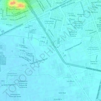 Mapa topográfico C, altitude, relevo