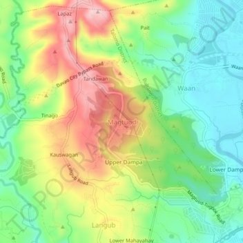 Mapa topográfico Magtuod, altitude, relevo