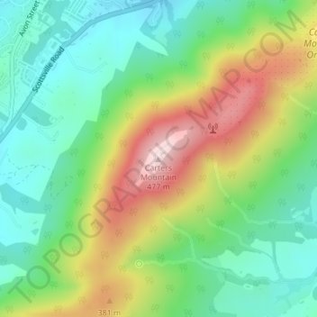 Mapa topográfico Carters Mountain, altitude, relevo