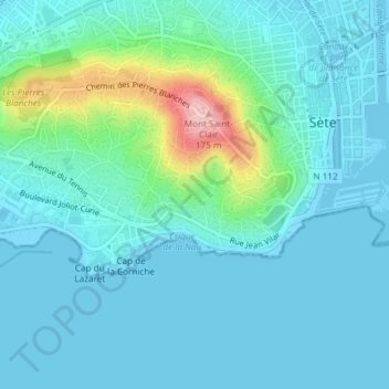 Mapa topográfico Colline de Chabanette, altitude, relevo