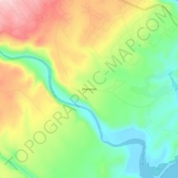 Mapa topográfico Ebenezer, altitude, relevo