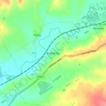 Mapa topográfico Rotherby, altitude, relevo
