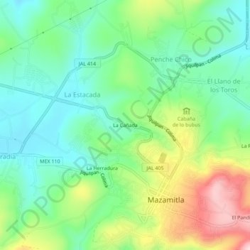 Mapa topográfico La Cañada, altitude, relevo