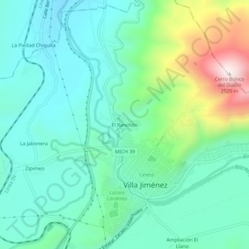 Mapa topográfico El Ranchito, altitude, relevo