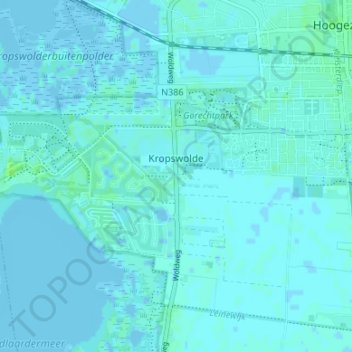 Mapa topográfico Kropswolde, altitude, relevo