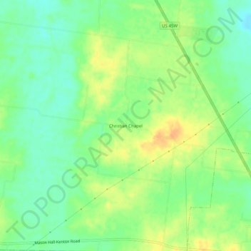 Mapa topográfico Christian Chapel, altitude, relevo