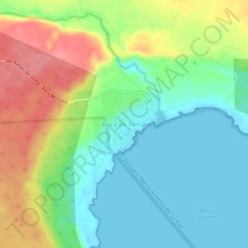 Mapa topográfico Boca de Yuma, altitude, relevo