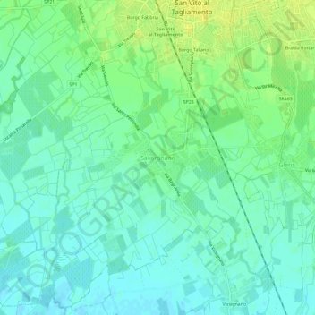 Mapa topográfico Savorgnano, altitude, relevo