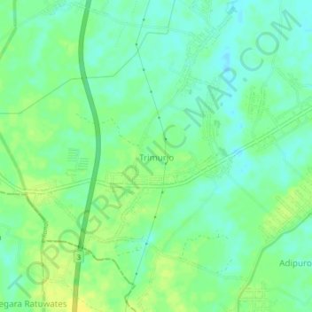 Mapa topográfico Trimurjo, altitude, relevo