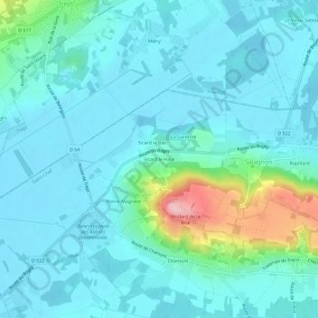 Mapa topográfico Sicard le Haut, altitude, relevo