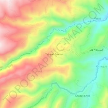 Mapa topográfico Tutupali Grande, altitude, relevo