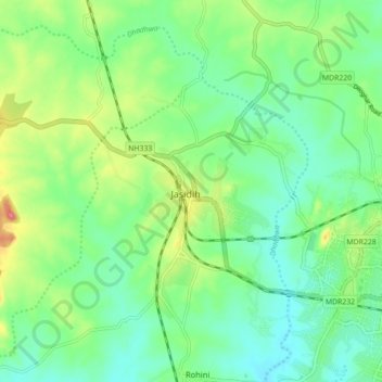 Mapa topográfico Jasidih, altitude, relevo