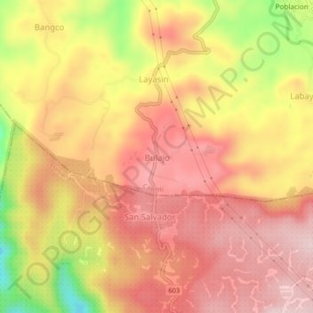 Mapa topográfico Bulajo, altitude, relevo