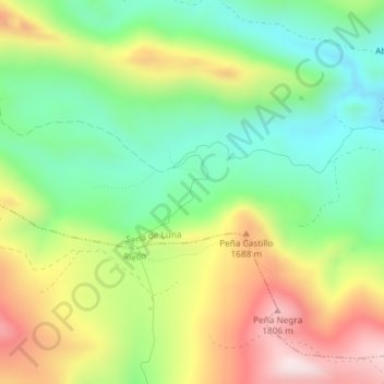 Mapa topográfico Llano la Fuente, altitude, relevo