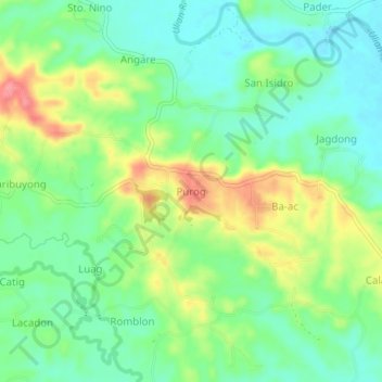 Mapa topográfico Purog, altitude, relevo