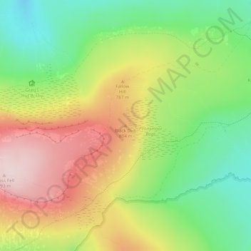 Mapa topográfico Black Dub, altitude, relevo