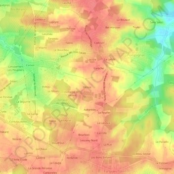 Mapa topográfico Pétrus, altitude, relevo