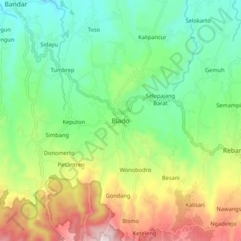 Mapa topográfico Blado, altitude, relevo