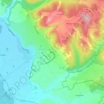 Mapa topográfico Vialle, altitude, relevo