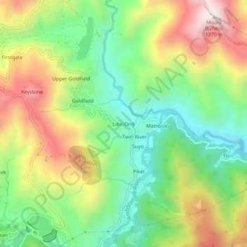 Mapa topográfico Libo-Ong, altitude, relevo