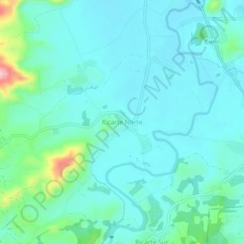 Mapa topográfico Ricarte Norte, altitude, relevo